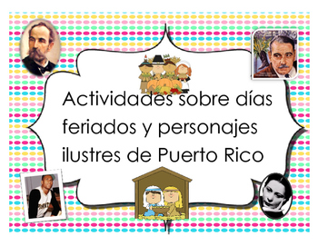 Preview of Actividades sobre días festivos y personajes ilustres de Puerto Rico