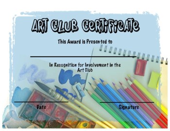 Preview of Art Club Certificate