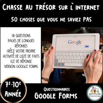 Preview of Activité de Chasse au Trésor sur l'Internet, 50 Questions