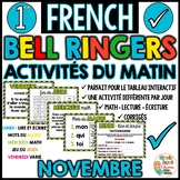 Activités du matin Novembre - French Bell Ringers - 1re année