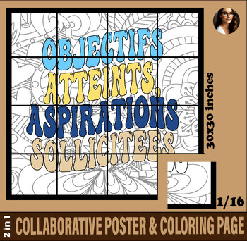 Preview of Activité de Fin d'Année Inspirante : Poster de Coloriage Collaboratif Zentangle
