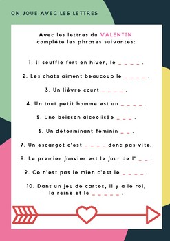 Activite De Francais Sur La St Valentin By Marie Lyne Tpt