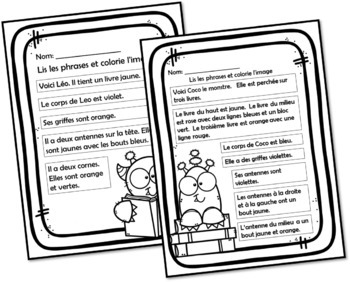 Activite De Lecture Lis Et Colorie Theme Les Monstres By La Classe De Caro