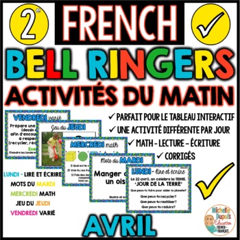 Preview of Activités du matin - Avril - 2e année - French Bell Ringers - Morning Work