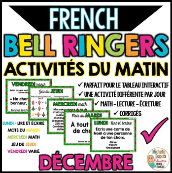 Preview of Activités du matin - DÉCEMBRE - French Bell Ringers