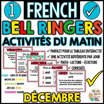 Preview of Activités du matin Décembre - French Bell Ringers - 1re année
