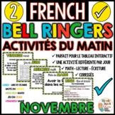Activités du matin - NOVEMBRE - French Bell Ringers - 2e année
