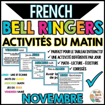 Preview of Activités du matin - NOVEMBRE - French Bell Ringers