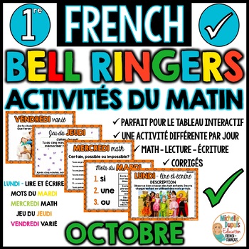 Preview of Activités du matin - Octobre - French Bell Ringers 1re année