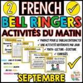 Activités du matin - SEPTEMBRE - French Bell Ringers - 2e année