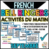 Activités du matin - SEPTEMBRE Rentrée scolaire - French B