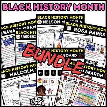Activities BUNDLE Reading , Word Search, Bulletin Board Black History Month