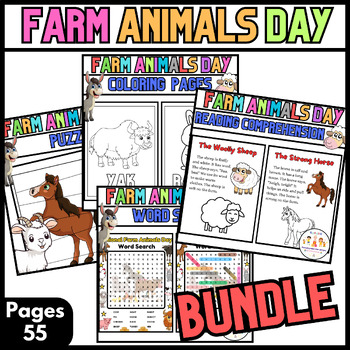Preview of Activities BUNDLE Worksheets National Farm Animals Day