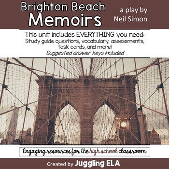 Preview of Activities and Handouts for Brighton Beach Memoirs  by Neil Simon