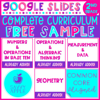 Preview of Activities for 2nd Grade Math FREE SAMPLE Google Slides Distance Learning