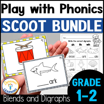 Preview of Phonics Consonant Blends and Digraphs Activities Worksheets Sorts Scoot Games