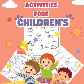 Preview of Activities for Children CUT and READ -LETTER WORD - READ and MATCH - READ TRACE