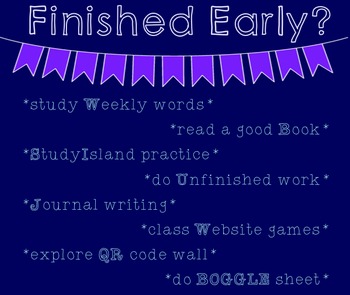 Preview of Activities for Early Finishers on Smartboard