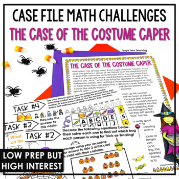 Preview of Halloween Print Escape Room Math Game NO LOCKS LOW PREP Grades 4-6