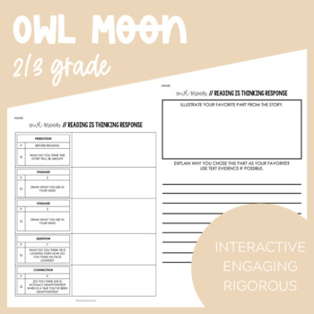 Preview of Activities for Owl Moon {printable & digital}