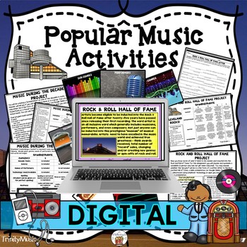 Preview of Popular Music Through the Decades-Extra Activities (Digital Google Version)