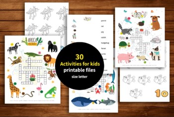 Preview of Activities for kids ,Preschool Kindergarten Worksheets, animals puzzle games