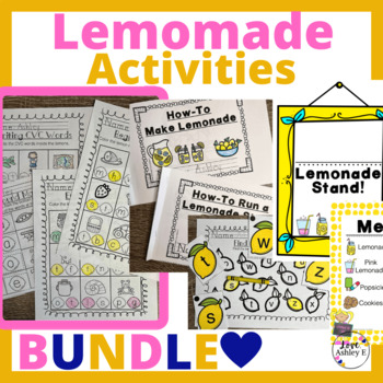 Preview of Lemonade Themed Activities in Kindergarten with Phonics, Math, Reading & more