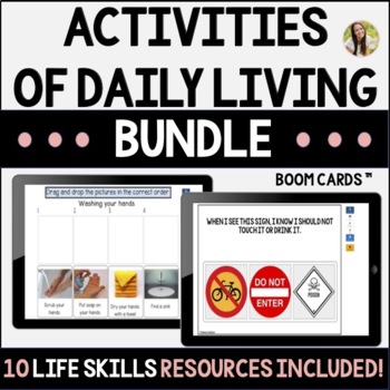Preview of Activities of Daily Living Life Skills Speech Therapy Boom Cards™ BUNDLE