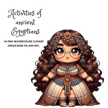 Preview of Activities of ancient Egyptians(A0091)Watercolor ClipArt Illustration GiftFor