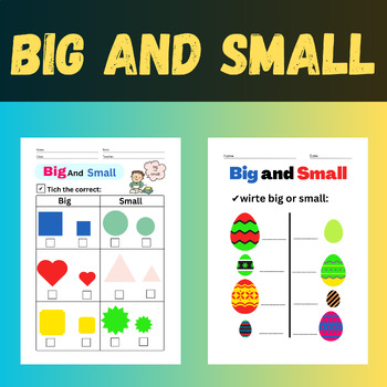 Activities printable Big and Small worksheets for grade 1, 2, 3 | TPT