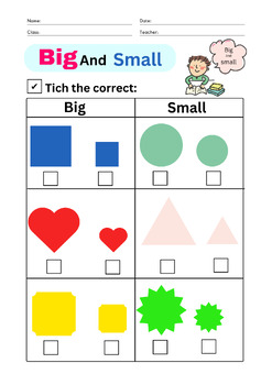 Big and small worksheets - worksheetspack