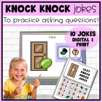 Preview of Activities requesting speech therapy Knock Knock Jokes Adaptive books special ed