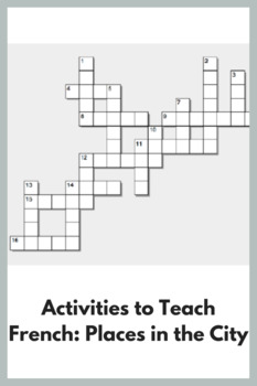 French Crossword: Places in the city by Real Life Language TPT