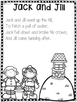 Jack and Jill Nursery Rhyme Activities by My Day in K | TPT