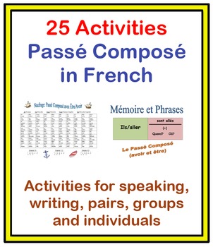 Preview of Activities with Passé Composé in French-25 Activities (130 Pages)