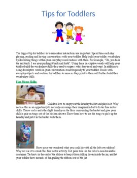 Preview of Activities with pictures for Toddlers to help them grow (editable resource)