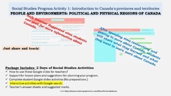 Preview of Activity 1: Introduction to Canada's Provinces and Territories 