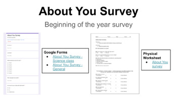 Preview of Activity: About You Survey - Google Form and Worksheet