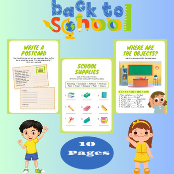 Preview of Activity Book Worksheet - Back To School - 10 Pages