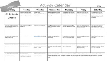 Preview of Activity Calendar- October!