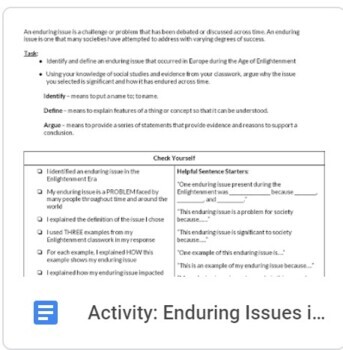 Enduring Issues Student Centered Activity (Chart Paper & Post-Its)