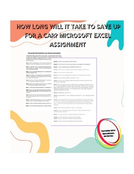 Preview of Activity: How Long Will It Take to Save Up for a Car? Assignment - Excel