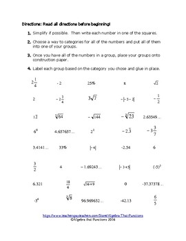 Rational and Irrational Numbers: Classifying Numbers into Sets | TpT