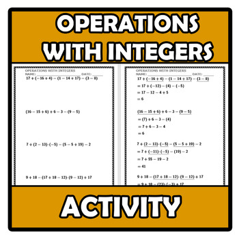 Preview of Worksheets - Operations with integers numbers