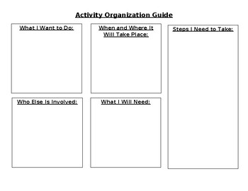Preview of Activity Organization Guide – Graphic Organizer