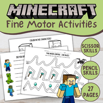 Preview of Activity Pack: MINECRAFT fine motor skills, scissor skills, visual perception