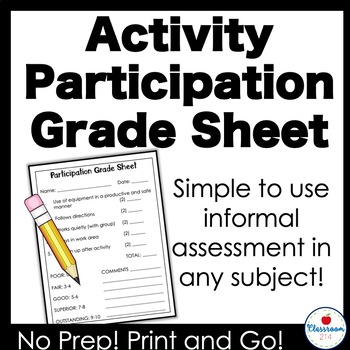 Preview of Activity Participation Rubric