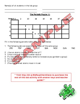 Activity - Periodic Puzzle: The Placements of Elements on The Periodic