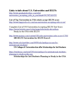 Preview of Activity Sheet.IELTS & US University Info