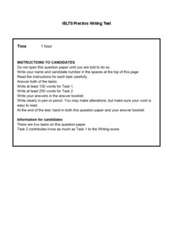 Preview of Activity Sheet.IELTS Writing Test Example
